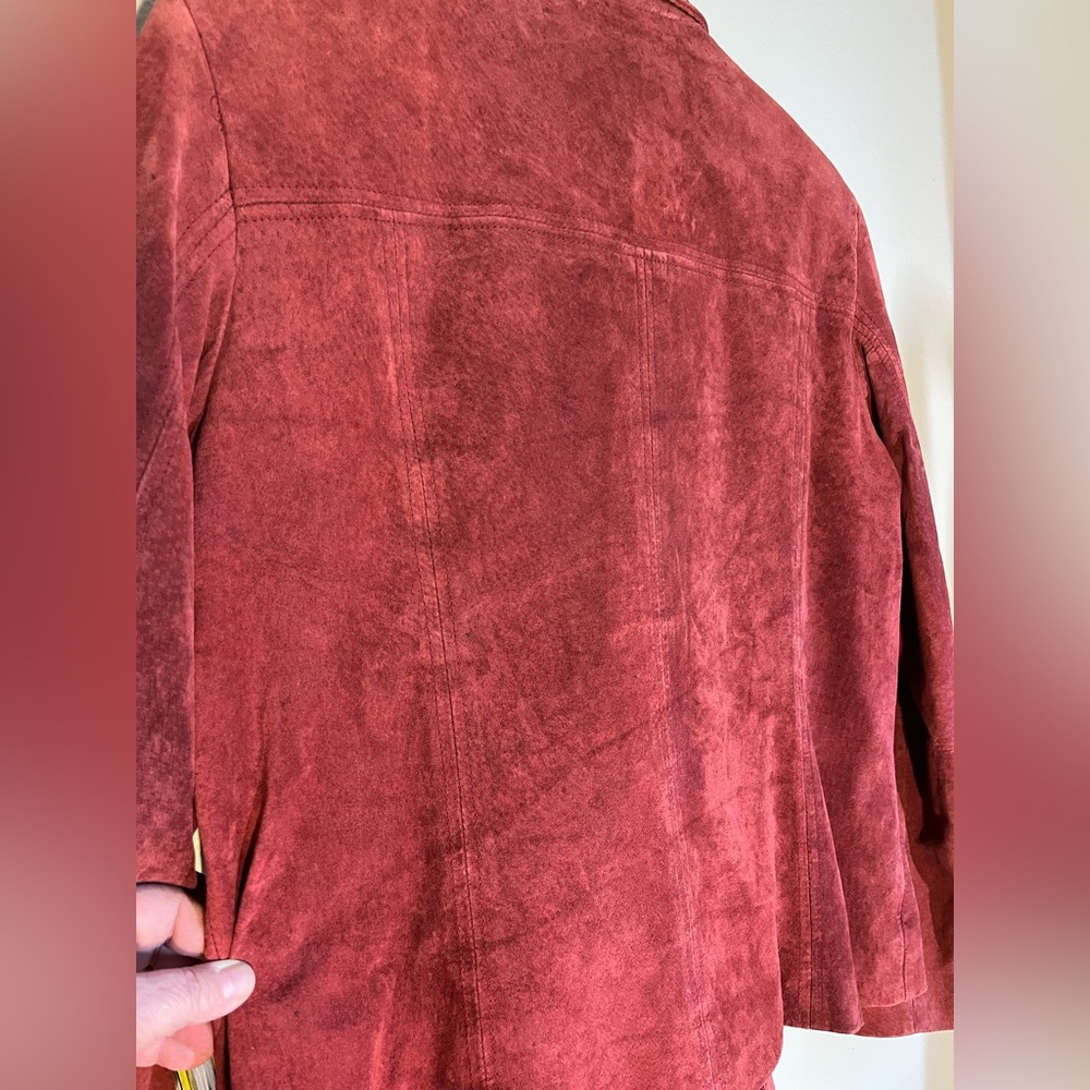 Vintage Red Suede Leather Jacket Liz Claiborne 14 Work to Weekend - Picture 8 of 15